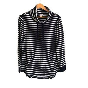 J.Crew Striped Funnel Neck Sweatshirt Navy/White Size S